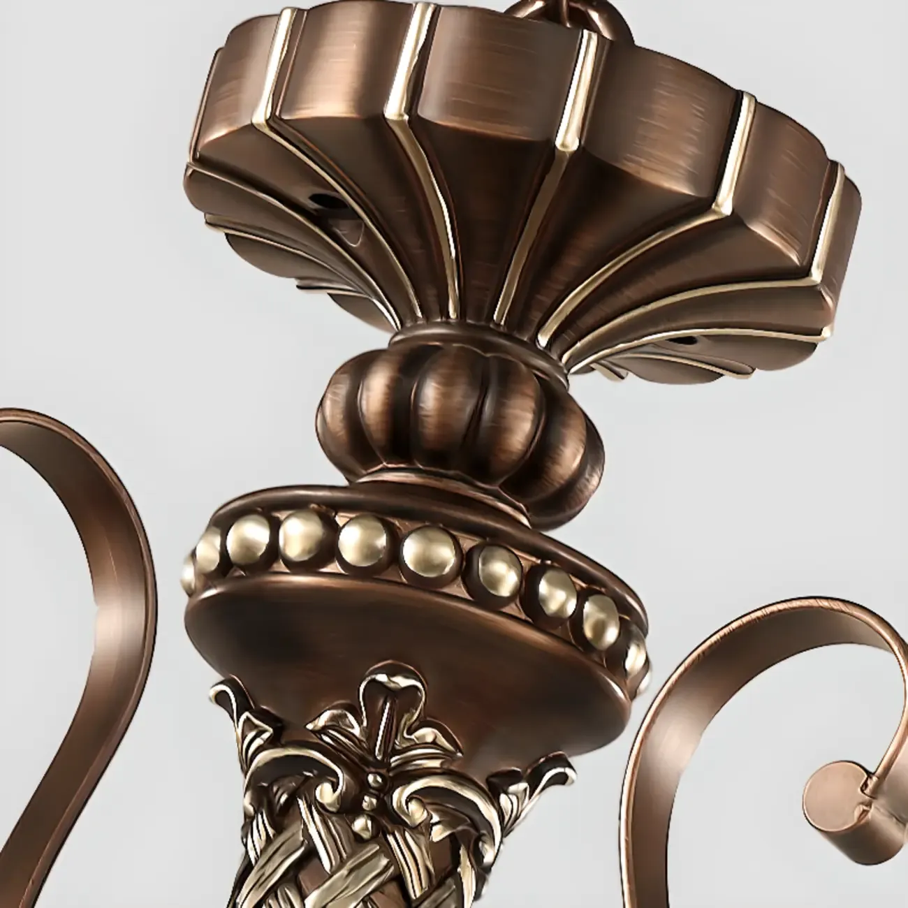 Vintage Curved Arm Frosted Glass Floral Chandelier Image - 22