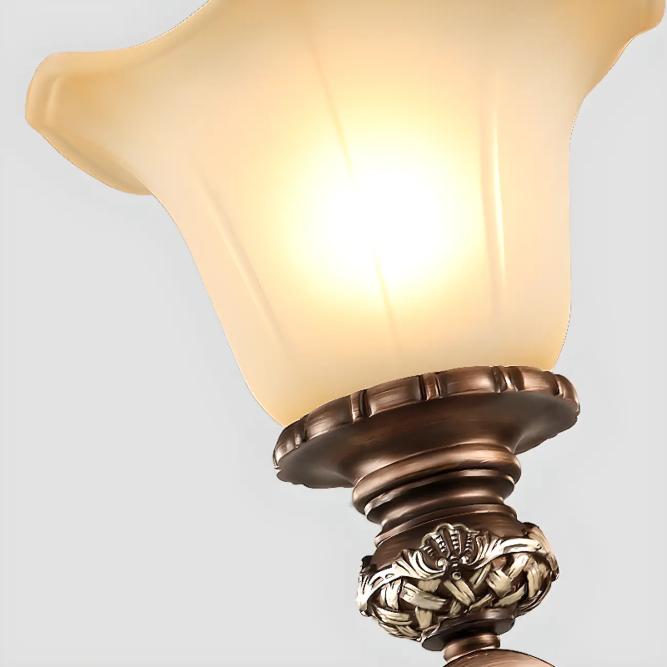 Vintage Curved Arm Frosted Glass Floral Chandelier Image - 3 | homeyfad