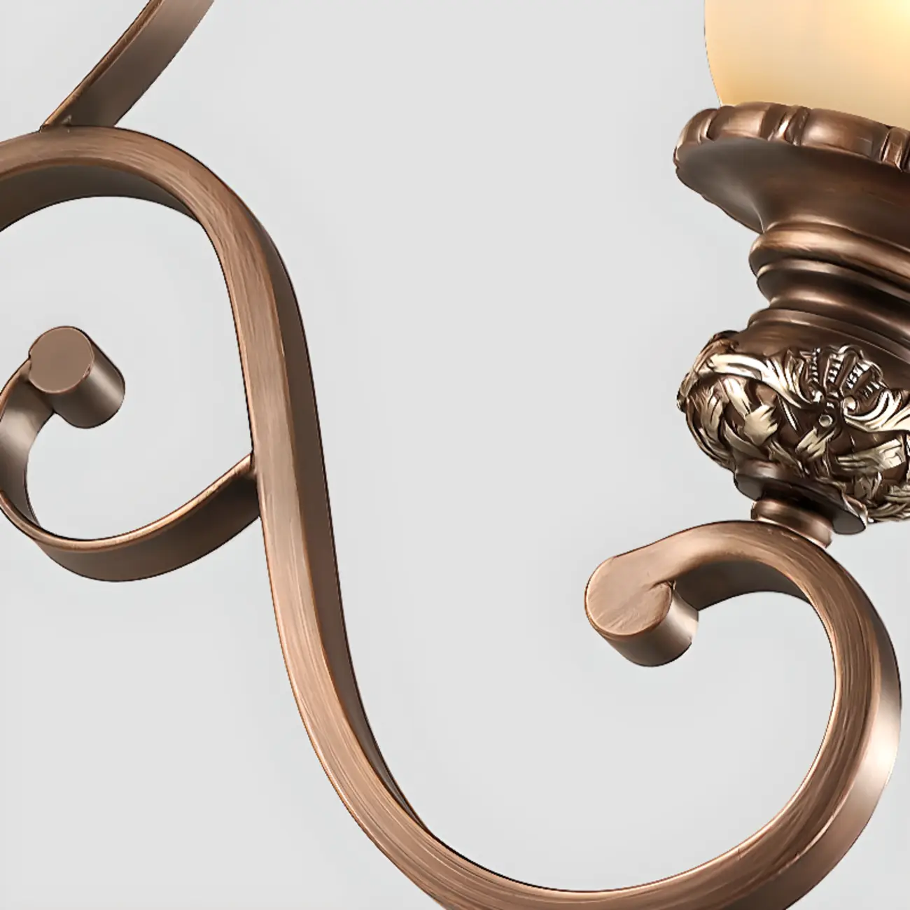 Vintage Curved Arm Frosted Glass Floral Chandelier Image - 4 | homeyfad