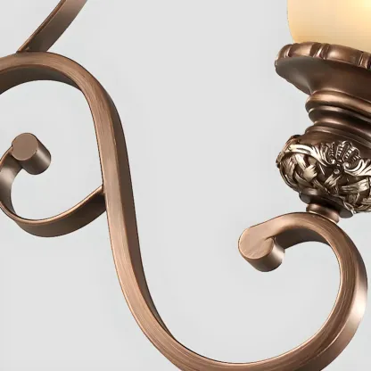 Vintage Curved Arm Frosted Glass Floral Chandelier Image - 4