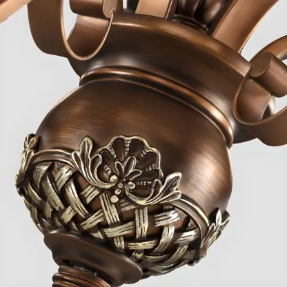 Vintage Curved Arm Frosted Glass Floral Chandelier Image - 5