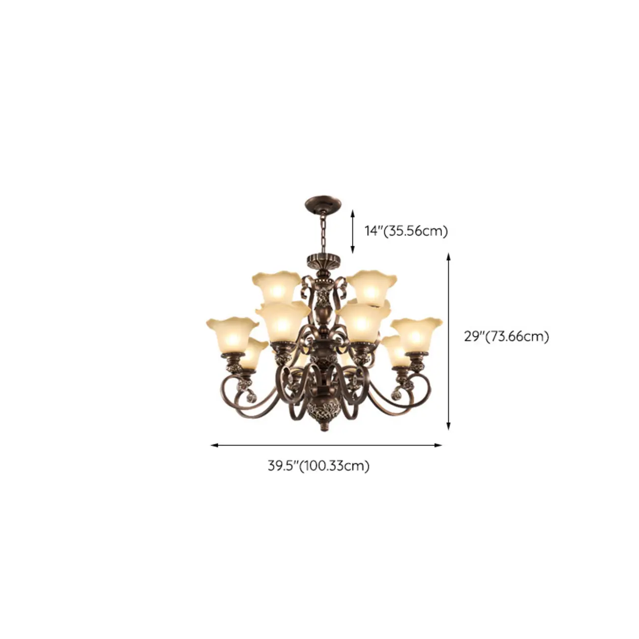 Vintage Curved Arm Frosted Glass Floral Chandelier Image - 28 | homeyfad