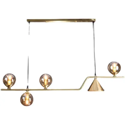 Dining Area Modern Brass Glass LED Island Pendant Light Image - 10