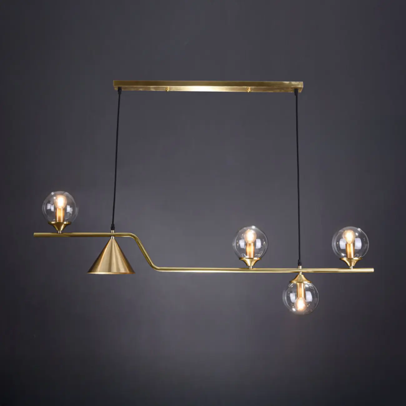 Dining Area Modern Brass Glass LED Island Pendant Light Image - 13 | homeyfad