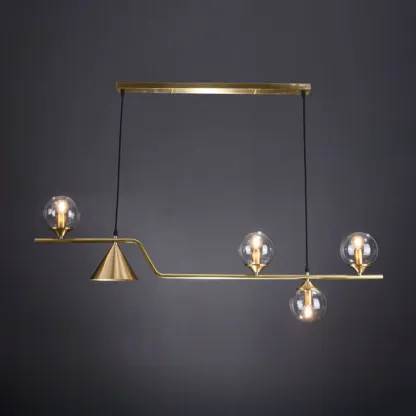 Dining Area Modern Brass Glass LED Island Pendant Light Image - 13