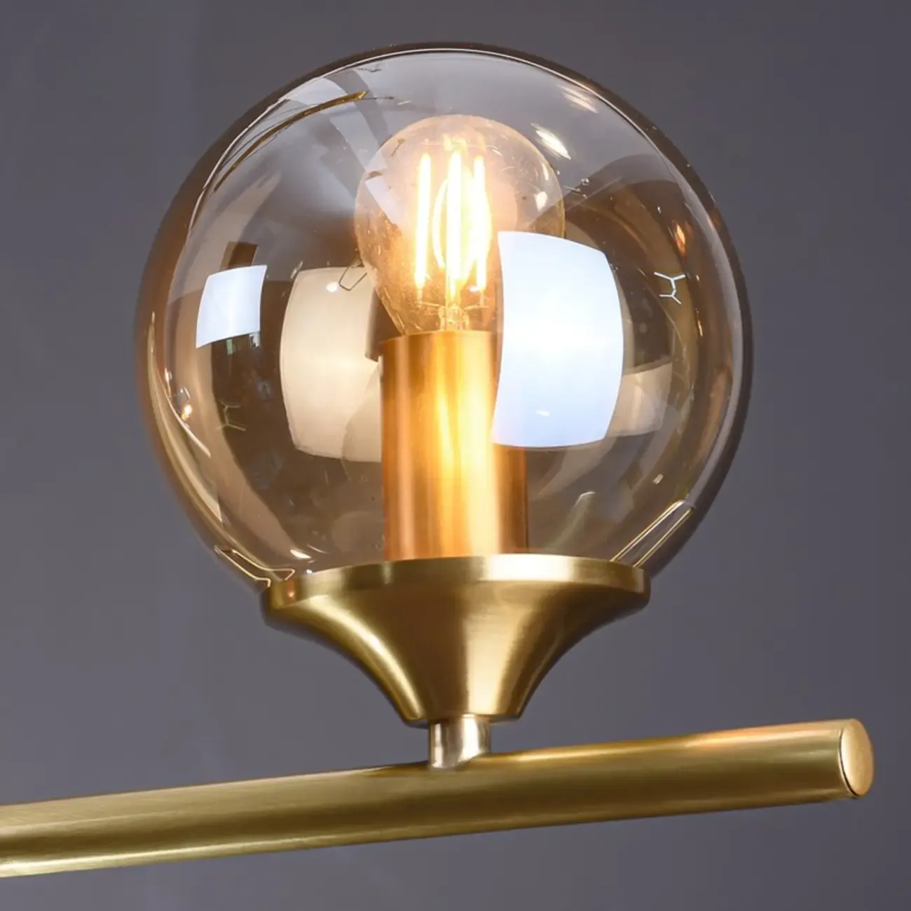 Dining Area Modern Brass Glass LED Island Pendant Light Image - 19