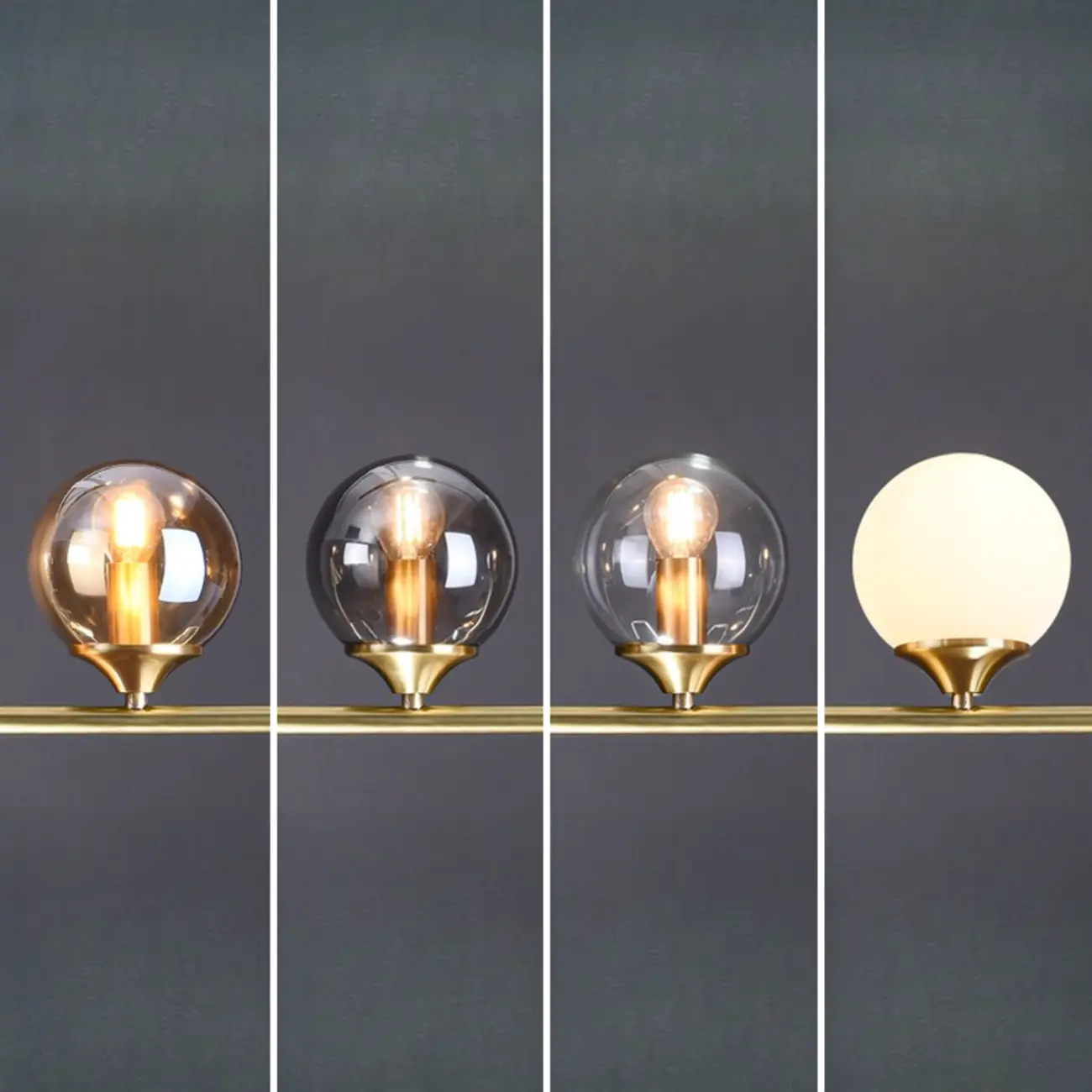 Dining Area Modern Brass Glass LED Island Pendant Light Image - 21 | homeyfad