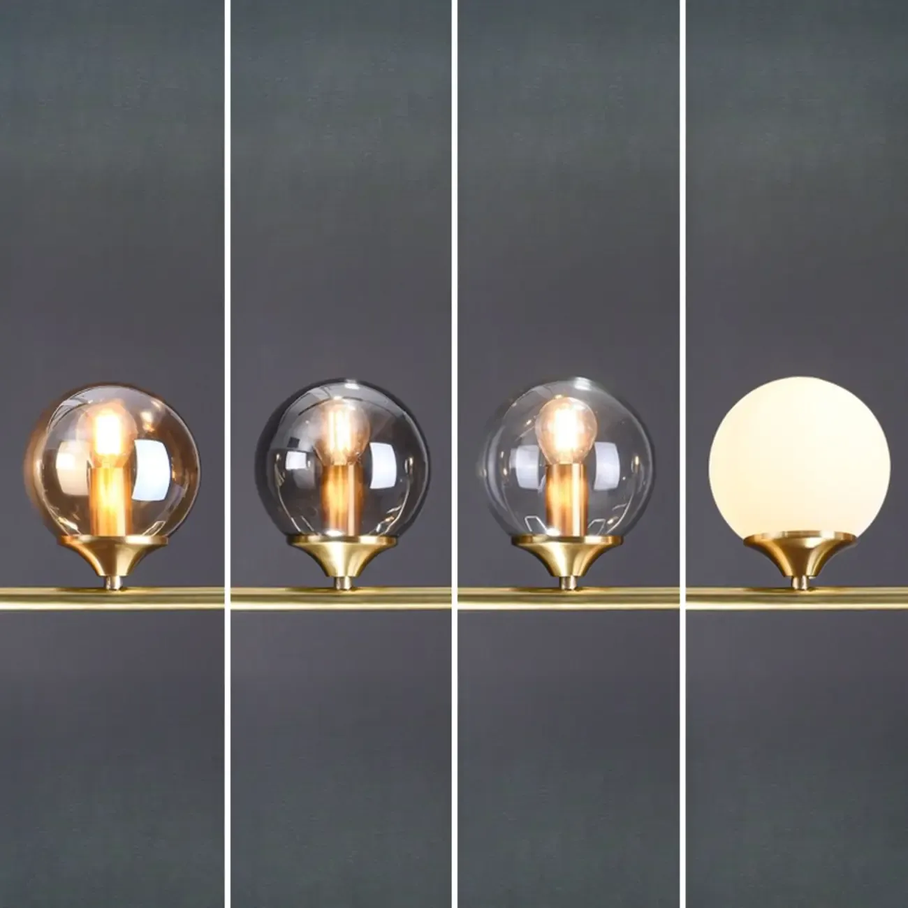 Dining Area Modern Brass Glass LED Island Pendant Light Image - 21