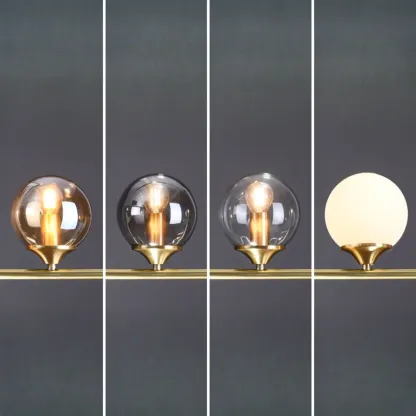 Dining Area Modern Brass Glass LED Island Pendant Light Image - 21