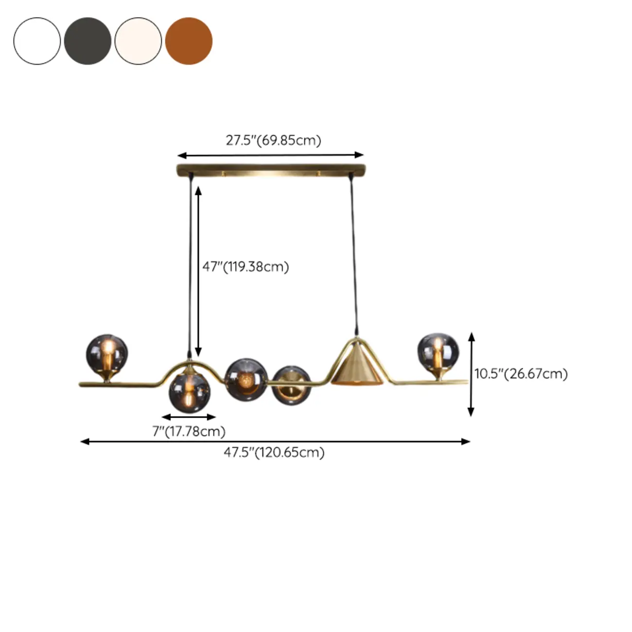 Dining Area Modern Brass Glass LED Island Pendant Light #size | homeyfad