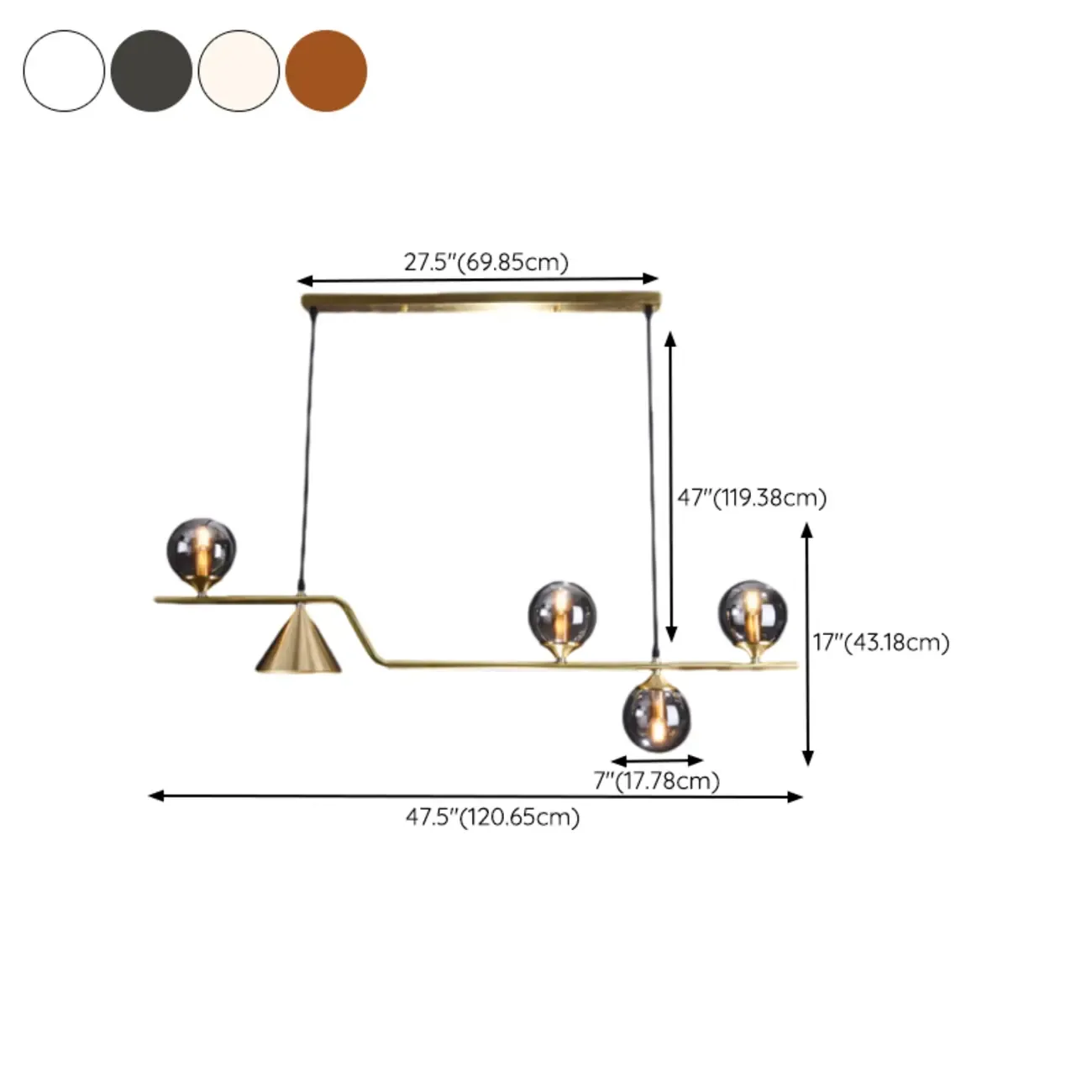 Dining Area Modern Brass Glass LED Island Pendant Light Image - 23