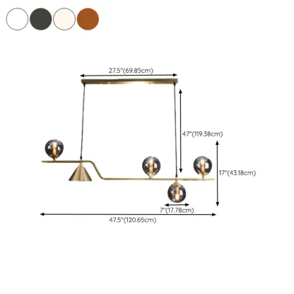 Dining Area Modern Brass Glass LED Island Pendant Light Image - 23