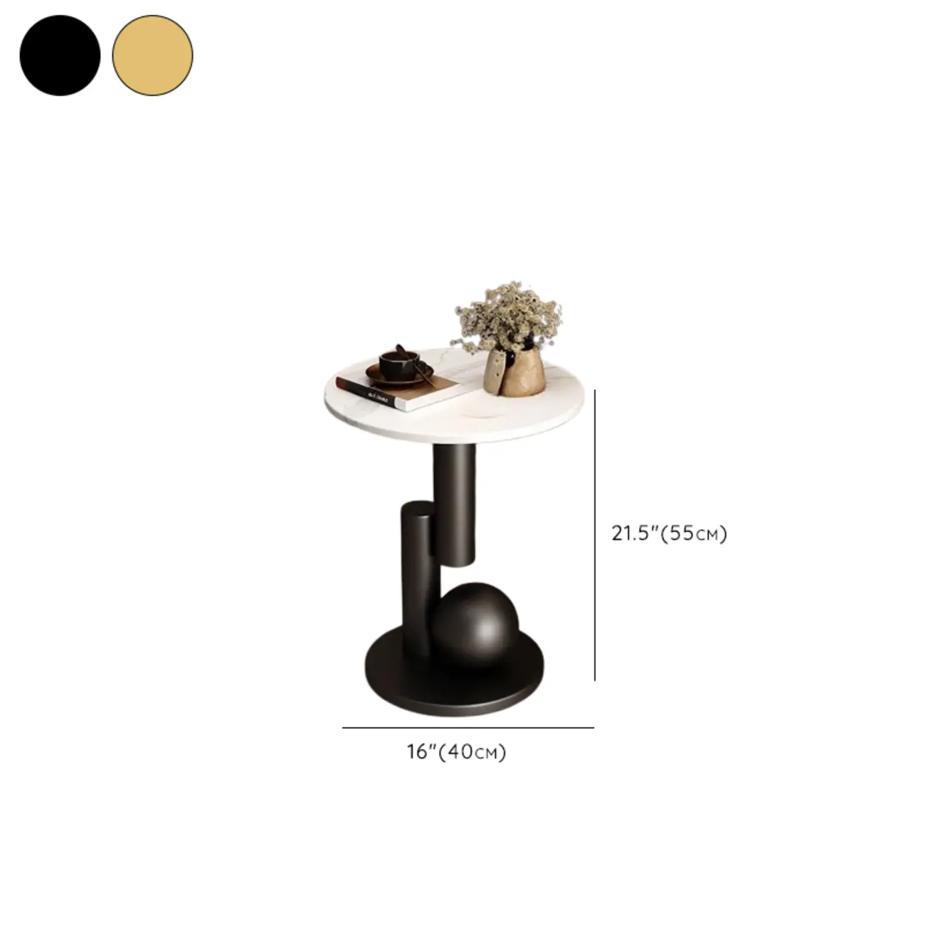 Glam Round Stone Top End Table Abstract Base #size | homeyfad