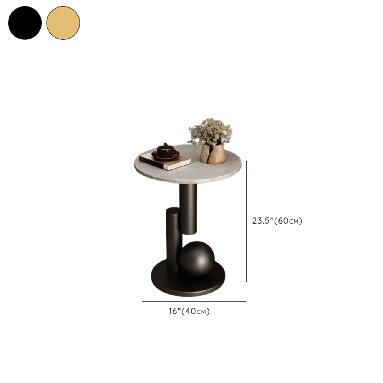 Glam Round Stone Top End Table Abstract Base Image - 19 | homeyfad