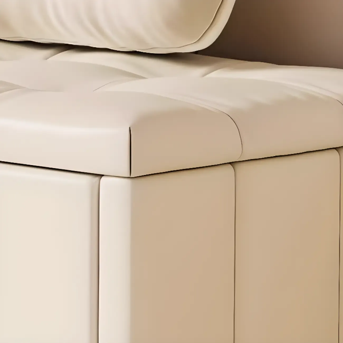 White Drop Front Wood Shoe Storage Bench with Cushion Image - 8