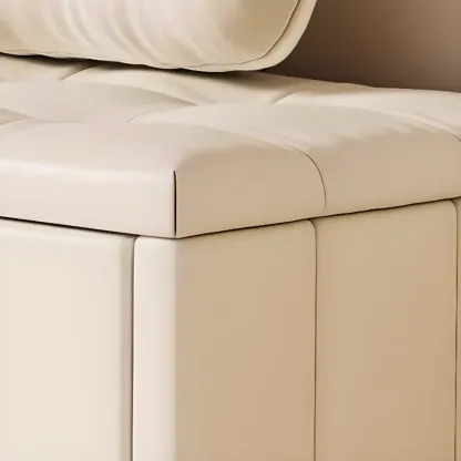 White Drop Front Wood Shoe Storage Bench with Cushion Image - 8