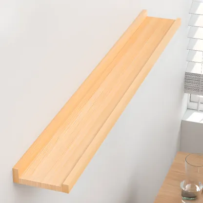 Contemporary Lumber Wall-fixed Rack Shelf, Walnut/Natural/White Image - 5