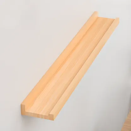 Contemporary Lumber Wall-fixed Rack Shelf, Walnut/Natural/White Image - 19