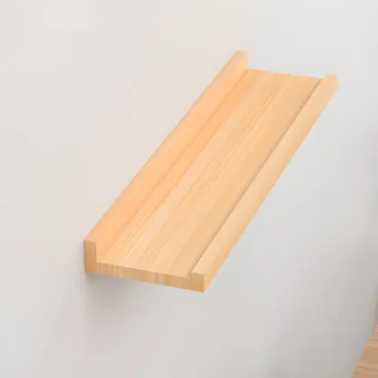 Contemporary Lumber Wall-fixed Rack Shelf, Walnut/Natural/White Image - 22