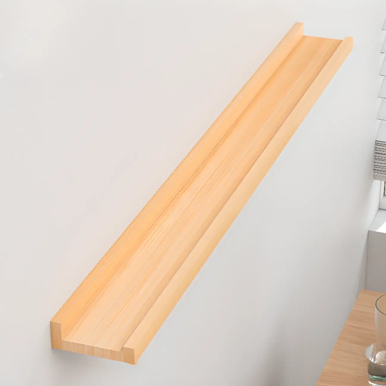 Contemporary Lumber Wall-fixed Rack Shelf, Walnut/Natural/White Image - 26