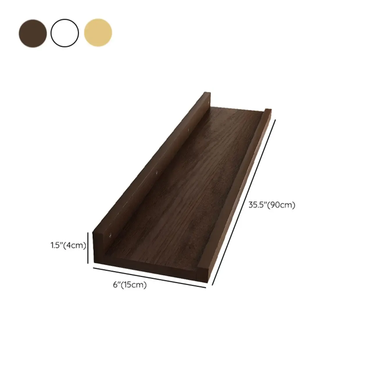 Contemporary Lumber Wall-fixed Rack Shelf, Walnut/Natural/White Image - 37