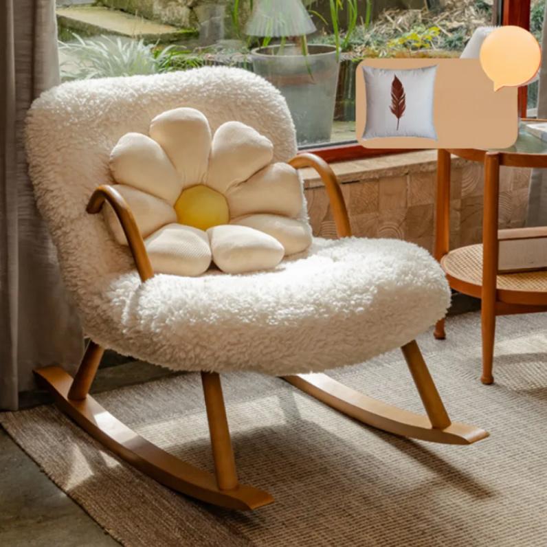 Vintage Flannel Upholstered Wood Rocking Chair | homeyfad