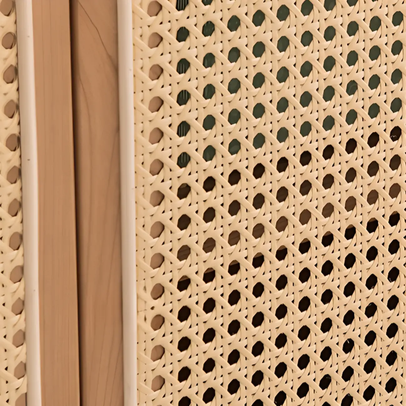 Scandinavian Natutal Wood Rattan Sideboard with Drawers Image - 10