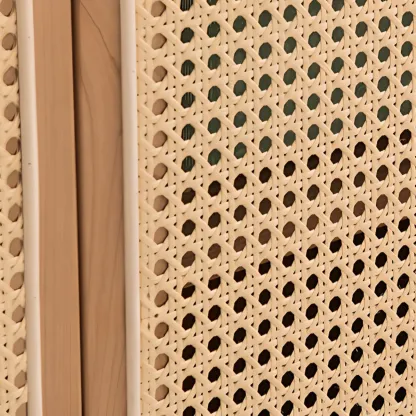 Scandinavian Natutal Wood Rattan Sideboard with Drawers Image - 10