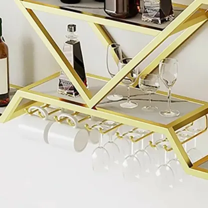 Gold Metal Diamond Wall-Mounted Wine Glass Rack Image - 11
