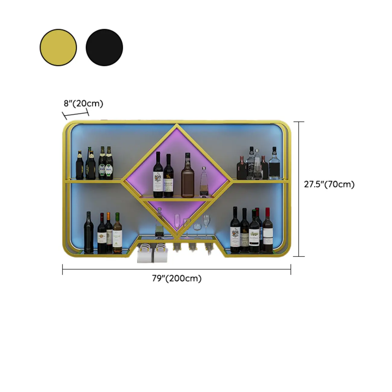 Gold Metal Diamond Wall-Mounted Wine Glass Rack Image - 18 | homeyfad