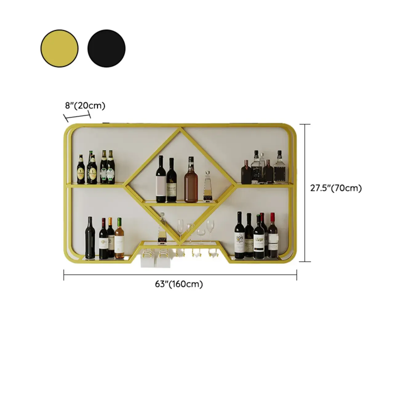 Gold Metal Diamond Wall-Mounted Wine Glass Rack Image - 22
