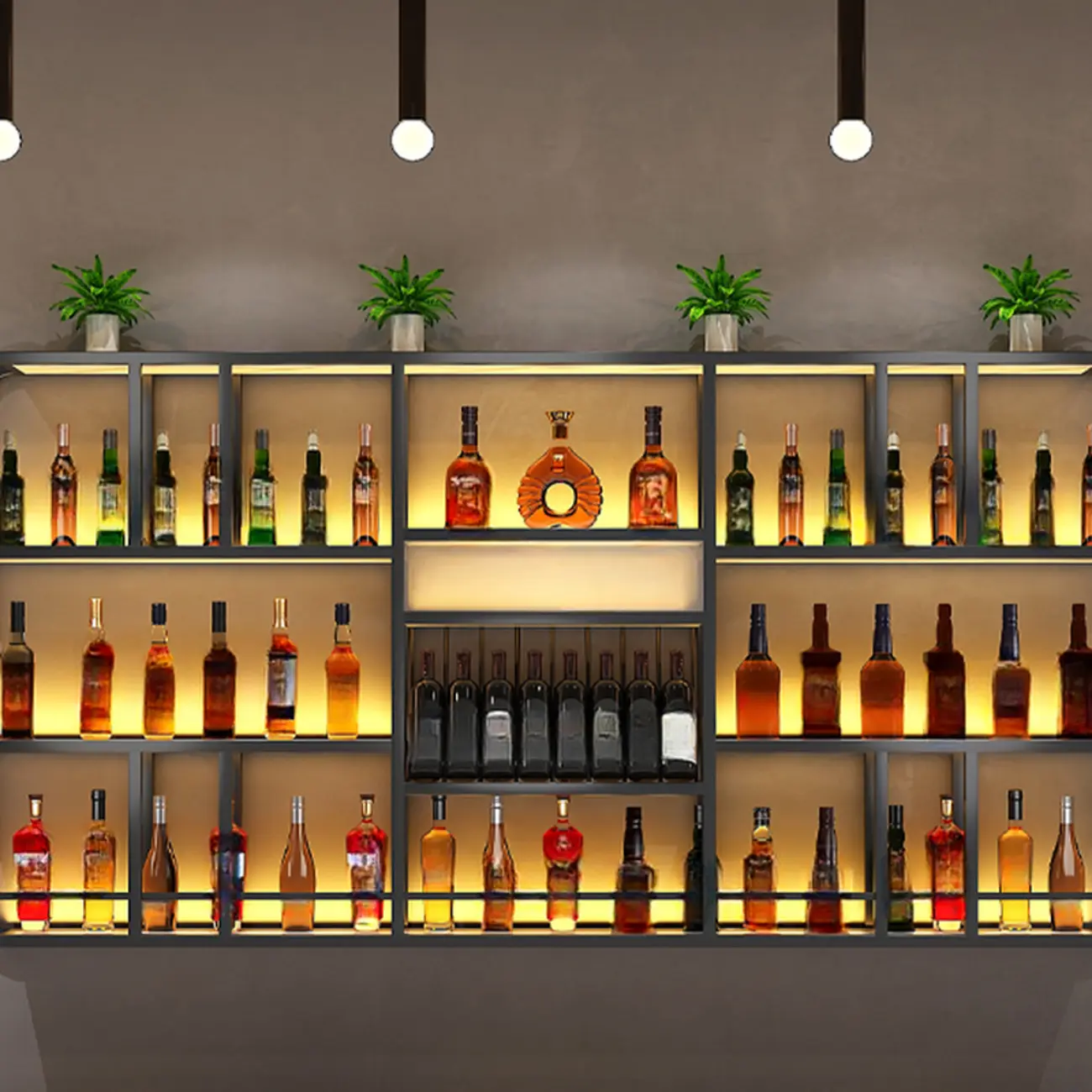 Glam Gold Wall-Mounted Open Wine Bottle Rack Image - 6 | homeyfad