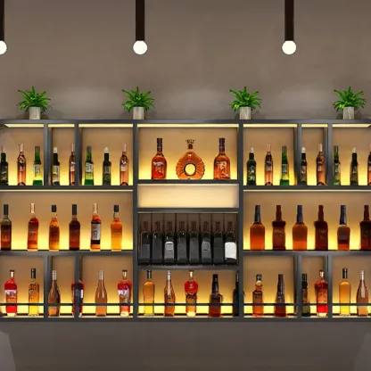 Glam Gold Wall-Mounted Open Wine Bottle Rack Image - 6