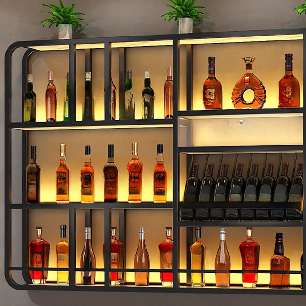 Glam Gold Wall-Mounted Open Wine Bottle Rack Image - 8 | homeyfad