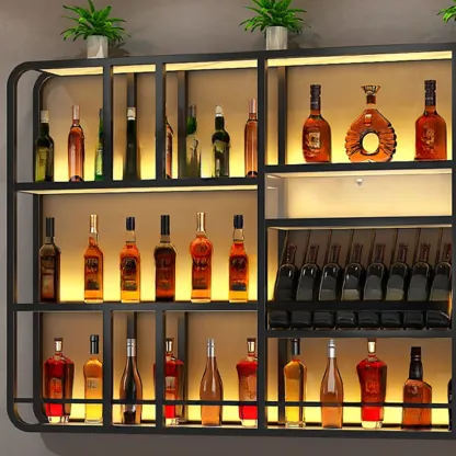 Glam Gold Wall-Mounted Open Wine Bottle Rack Image - 8