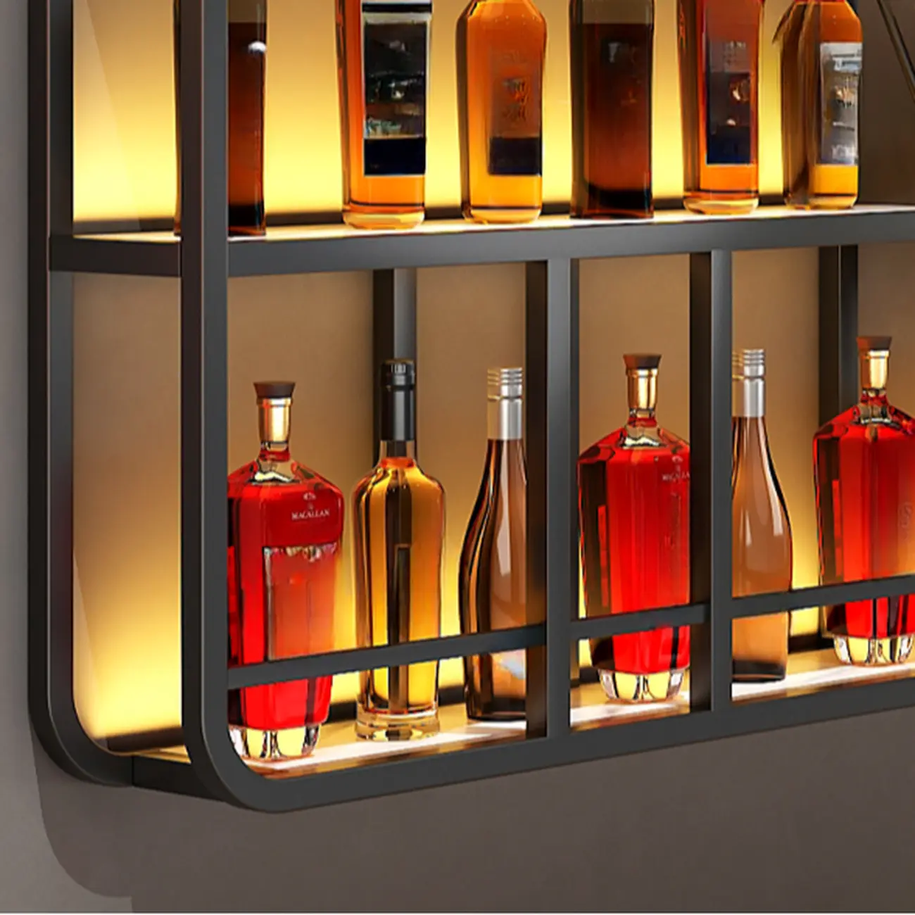 Glam Gold Wall-Mounted Open Wine Bottle Rack Image - 9 | homeyfad