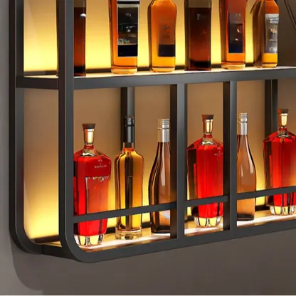 Glam Gold Wall-Mounted Open Wine Bottle Rack Image - 9