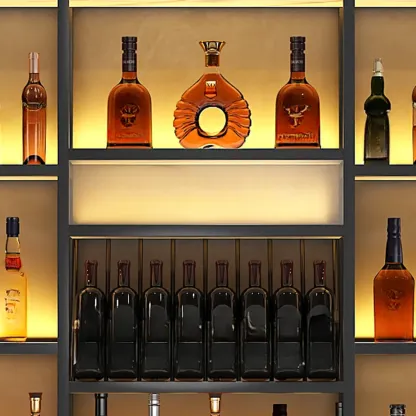 Glam Gold Wall-Mounted Open Wine Bottle Rack Image - 10