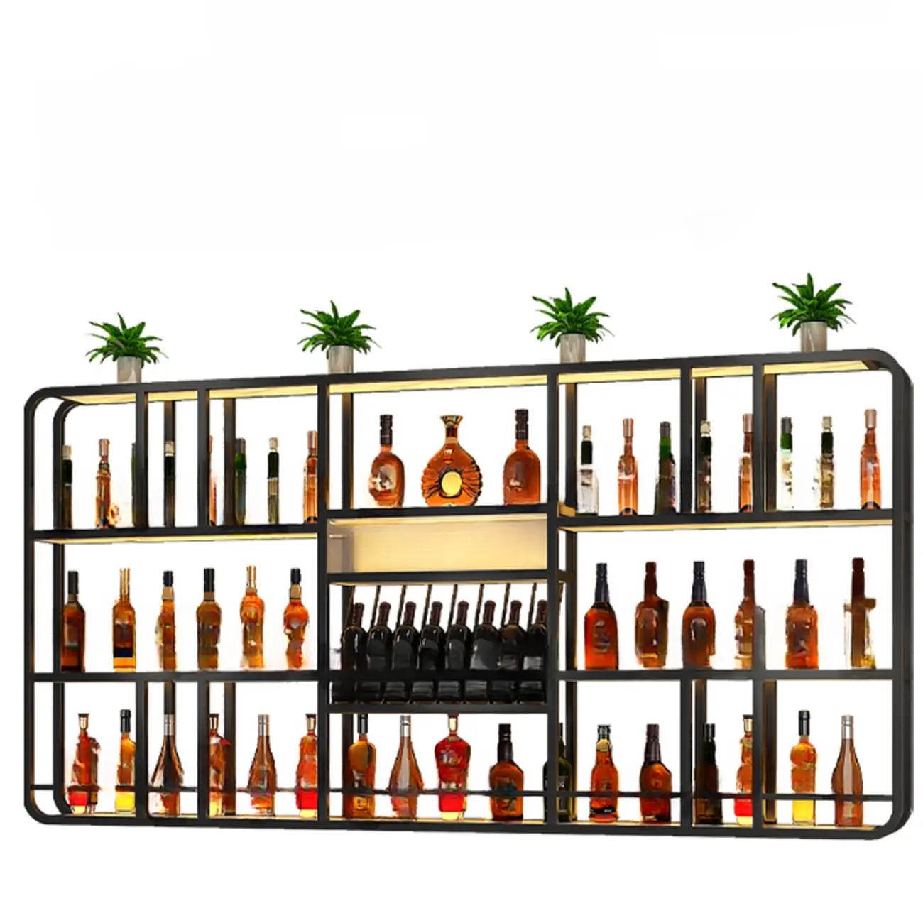 Glam Gold Wall-Mounted Open Wine Bottle Rack Image - 11 | homeyfad