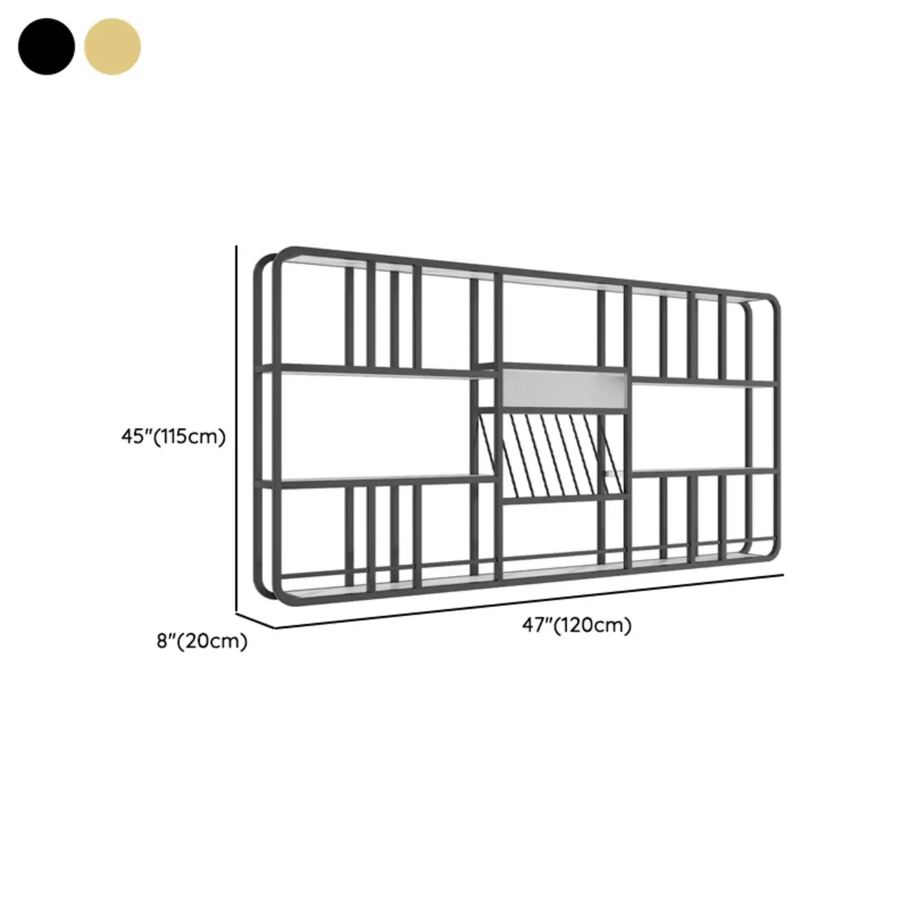 Glam Gold Wall-Mounted Open Wine Bottle Rack #size