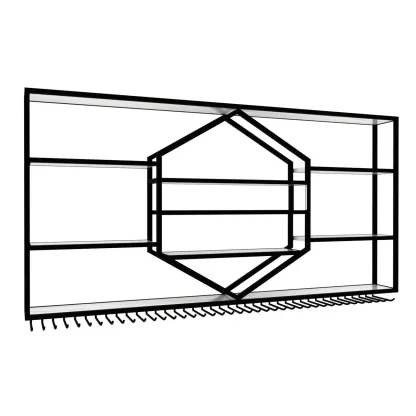 Geometric Metal Black Floating Wine Rack with Light Image - 3