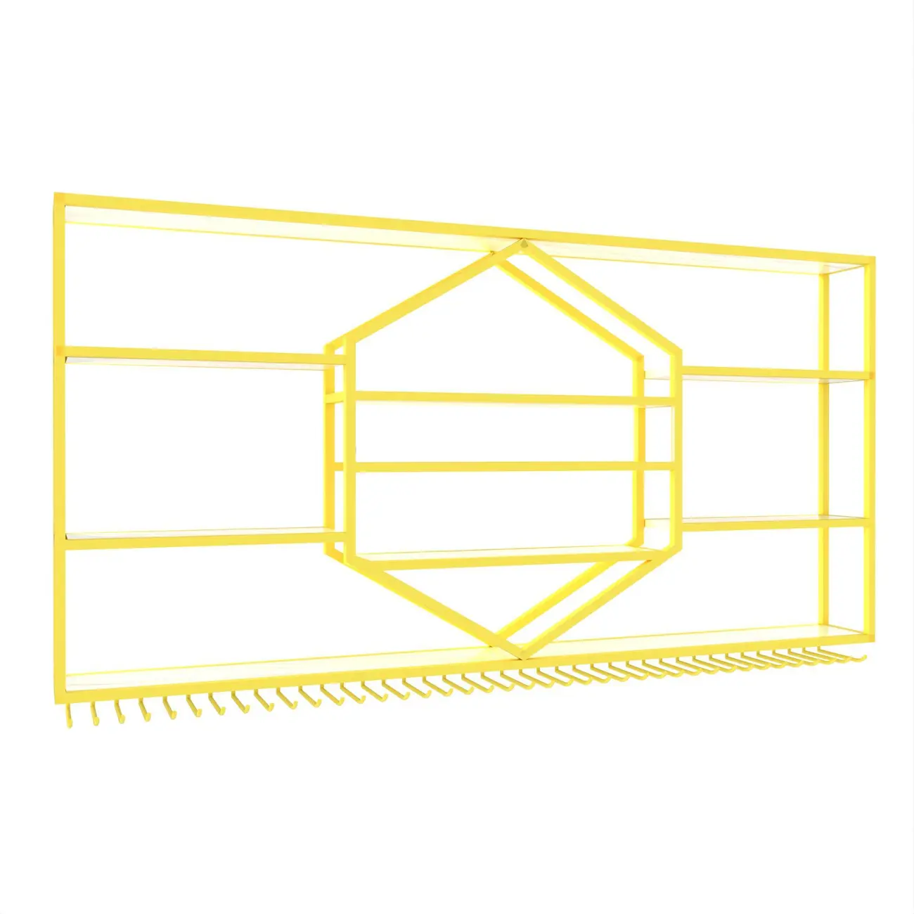 Geometric Metal Black Floating Wine Rack with Light Image - 4 | homeyfad