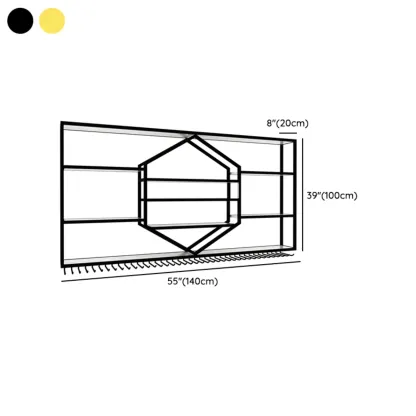 Geometric Metal Black Floating Wine Rack with Light #size