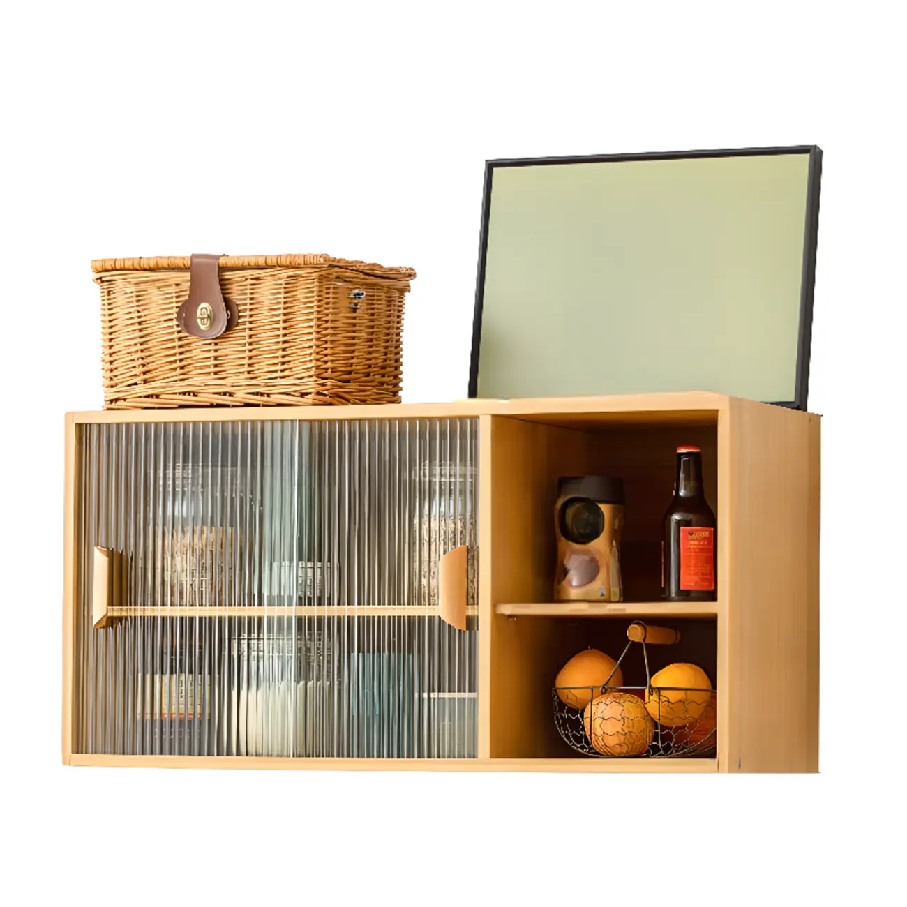 Kitchen Small Glass Doors Slab Wall Mounted Display Cabinet Image - 12 | homeyfad