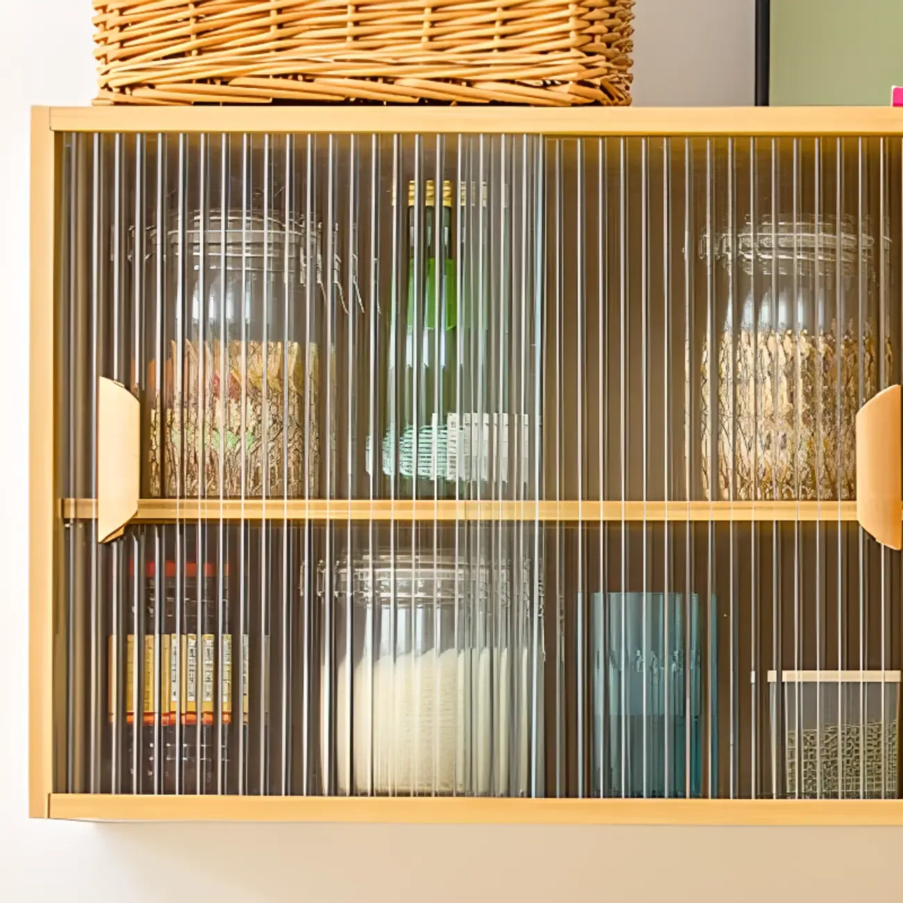 Kitchen Small Glass Doors Slab Wall Mounted Display Cabinet Image - 8