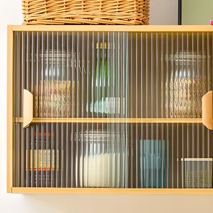 Kitchen Small Glass Doors Slab Wall Mounted Display Cabinet Image - 8