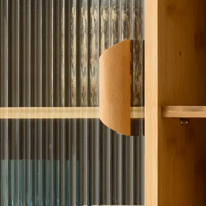 Kitchen Small Glass Doors Slab Wall Mounted Display Cabinet Image - 11