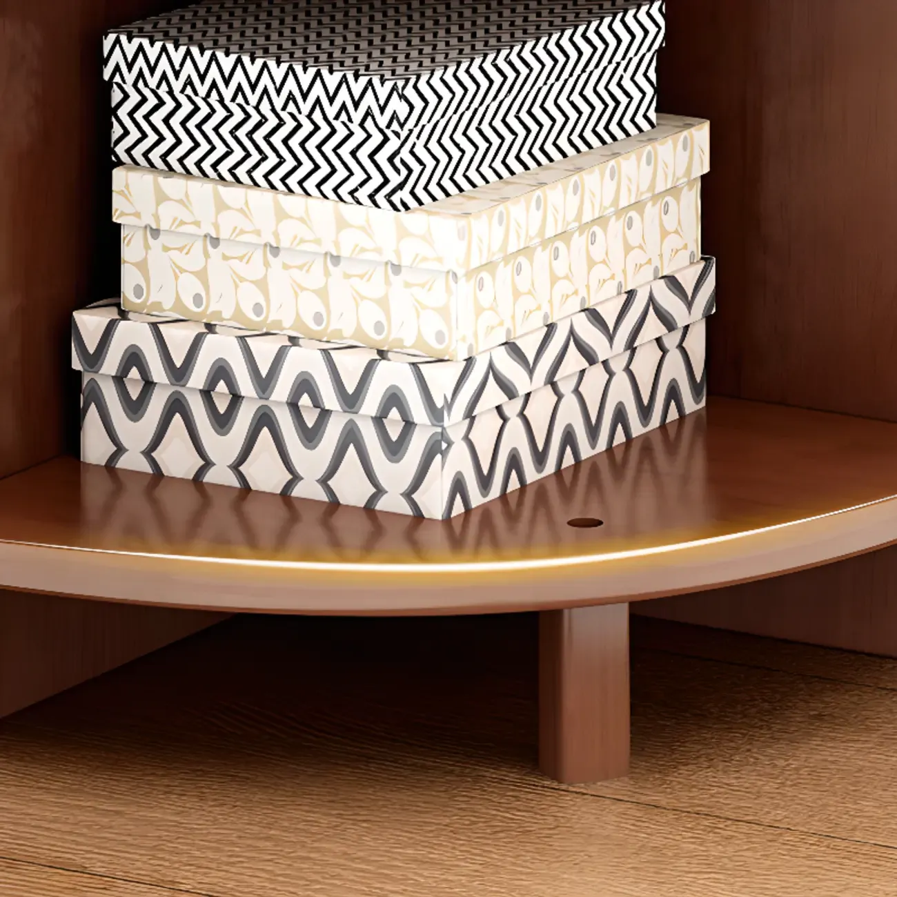 Narrow 5-Tier Natural Wood Corner Bookcase Image - 7