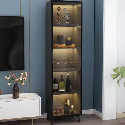 Compact Freestanding Enclosed Wooden Glass Curio Cabinet Image - 1