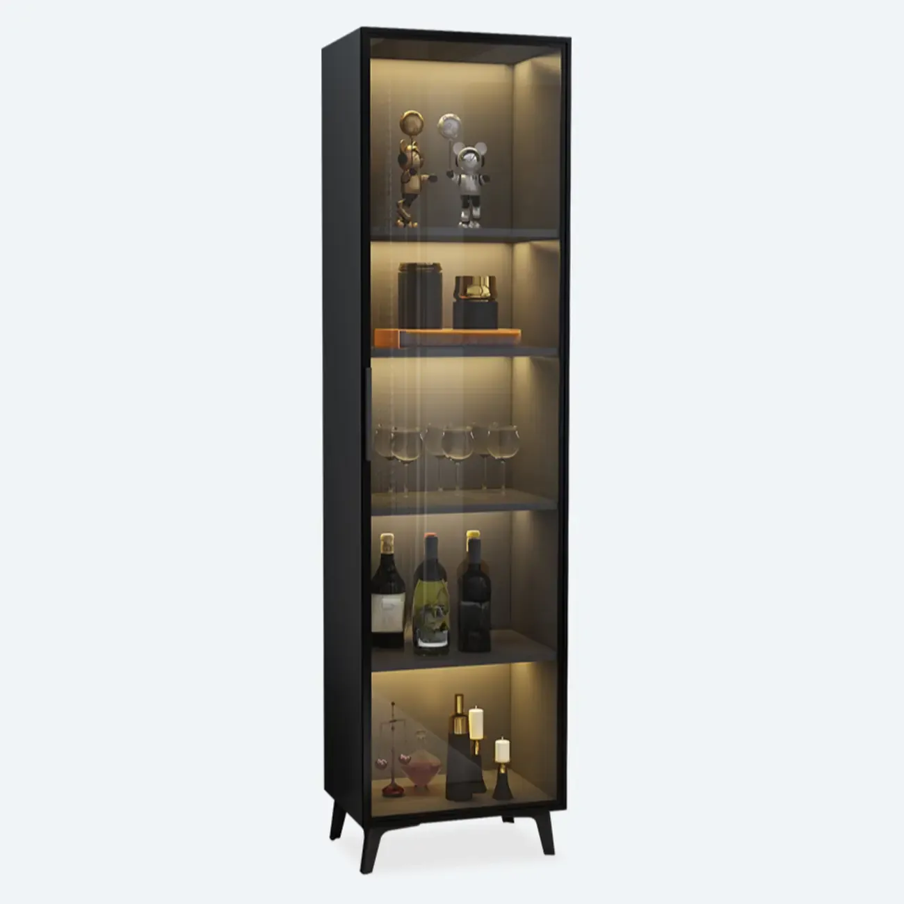 Compact Freestanding Enclosed Wooden Glass Curio Cabinet Image - 8